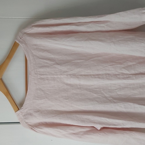 Stella Martini Womens Blush Linen and Lace Flowy Tunic Top Minimalist Sz.2X - Picture 6 of 9
